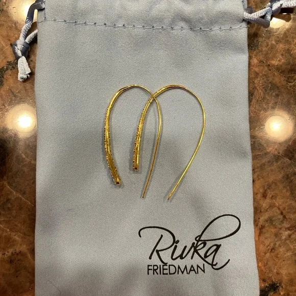 Rivka Friedman Gold Threader Earrings - never worn! - Picture 2 of 4